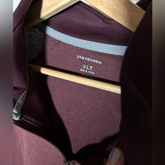 NEW Van Heusen Men’s 3/4 Zip Pullover “Wine Tasting” Burgandy Long Sleeve XLTall - Picture 3 of 6